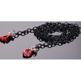 HOBBY DETAILS HDT EL01103A Hobby Details 1/10 RC Crawler Accessories Tow Chain with Premium Red Hooks, Black Chain: 890mm