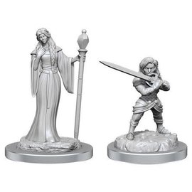 WIZKIDS WK 90550 Critical Role Unpainted Miniatures Wave 3: Human Wizard Female & Halfling Holy Warrior Female