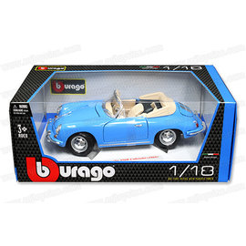 BURAGO BUR 12025BL PORSCHE 356B CABRIOLET (1961) BLUE 1/18 DIE-CAST