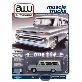 AUTOWORLD AW 04946 1966 Chevrolet Suburban (Gray Body wWhite Roof) 1/64 DIE-CAST