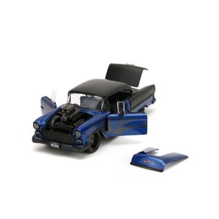 JADA TOYS JAD 34721  Jada 1/24 "BIGTIME Muscle" 1955 Chevy Bel Air - Metallic Blue die-cast