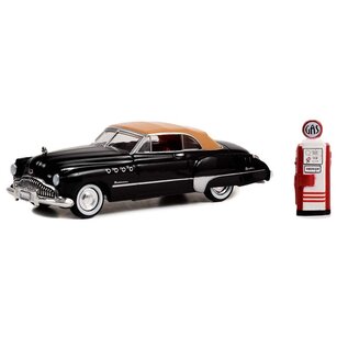 GREENLIGHT COLLECTIBLES GLC 97140-A 1949 BUICK ROADMASTER CONVERTIBLE WITH VINTAGE GAS PUMP - THE HOBBY SHOP SERIES 14 1/64 DIE-CAST