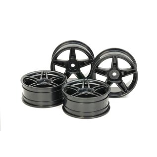 TAMIYA TAM 54853	RC Medium-Narrow Twin 5-Spoke Wheels, 24mm Width, Offset +2, Black (4pcs)