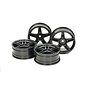 TAMIYA TAM 54853	RC Medium-Narrow Twin 5-Spoke Wheels, 24mm Width, Offset +2, Black (4pcs)