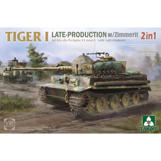 TAKOM TAK 2199 Takom 1/35 Tiger I Late-Production w/Zimmerit Sd.Kfz.181 Pz.Kpfw.VI Ausf.E (Late/Late Command) 2 in 1