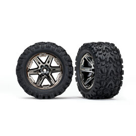 TRAXXAS TRA 6773X Tires & wheels, assembled, glued (2.8') (RXT black chrome wheels, Talon Extreme tires, foam inserts) (2) (TSM rated)
