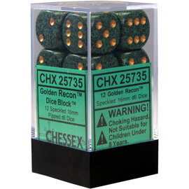 CHESSEX CHX 25735 SPECKLED 12D6 GOLDEN RECON 16MM