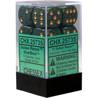 CHESSEX CHX 25735 SPECKLED 12D6 GOLDEN RECON 16MM