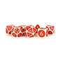 FANROLL MDG 761 ENAMEL ACRYLIC 7 DICE SET IVORY W/ RED 16MM