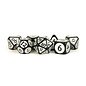 FANROLL MDG 760 ENAMEL ACRYLIC 7 DICE SET BLACK W/ SILVER 16MM