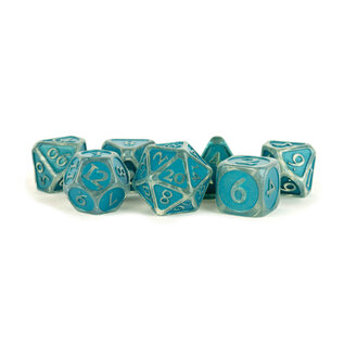 FANROLL MDG 762 ENAMEL ACRYLIC 7 DICE SET ICE W/ BLUE 16MM