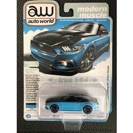 AUTOWORLD AW 06740 2015 FORD MUSTANG GT - PETTY'S GARAGE PETTY BLUE AND BLACK 1/64 DIE-CAST