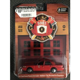 GREENLIGHT COLLECTIBLES GLC 67020-E 2001 FORD CROWN VICTORIA INTERCEPTOR - BALTIMORE CITY, MARYLAND FIRE DEPARTMENT 1//64 FIRE & RESCUE SERIES 2