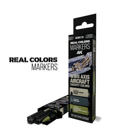 AK INTERACTIVE AK RCM110 AK Interactive Real Colors Markers WWII Axis Aircraft Cockpit Colors - Set 3 Real Colors Markers