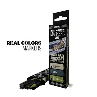 AK INTERACTIVE AK RCM110 AK Interactive Real Colors Markers WWII Axis Aircraft Cockpit Colors - Set 3 Real Colors Markers