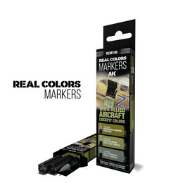 AK INTERACTIVE AK RCM109 AK Interactive Real Colors Markers WWII Allied Aircraft Cockpit Colors - Set 3 Real Colors Markers