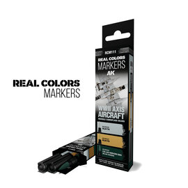 AK INTERACTIVE AK RCM111 AK Interactive Real Colors Markers WWII Axis Aircraft Squiggle Camouflage Colors - Set 3 Real Colors Markers
