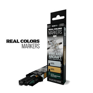 AK INTERACTIVE AK RCM111 AK Interactive Real Colors Markers WWII Axis Aircraft Squiggle Camouflage Colors - Set 3 Real Colors Markers