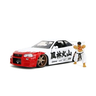 JADA TOYS JAD 35114 Jada 1/24 "Hollywood Rides" Street Fighter 2002 Skyline w/ Ryu