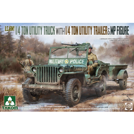 TAKOM TAK 2126 Takom 1/35 U.S. Army 1/4 Ton Utility Truck with 1/4 Ton Utility Trailer & MP Figure