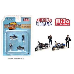 AMERICAN DIORAMA AD 76490 MOTOMANIA STREET BIKER SET 2 1/64 DIE-CAST