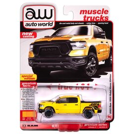 AUTOWORLD AW 06751 2023 RAM 1500 REBEL HAVOC EDITION BAJA YELLOW 1/64 DIE-CAST