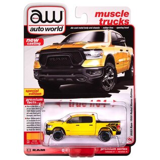 AUTOWORLD AW 06751 2023 RAM 1500 REBEL HAVOC EDITION BAJA YELLOW 1/64 DIE-CAST