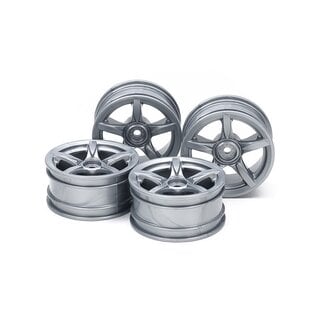 TAMIYA TAM 51071 arched 5-spoke wheels 4pcs. silver 26mm / +2 (PORSCHE CARRERA GT WHEELS)
