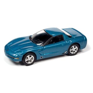 JOHNNY LIGHTNING JL 05387 2001 CHEVY CORVETTE Z06 CUSTOM NASSAU BLUE POLY RELEASE 2 VER.B 1/64 DIE-CAST