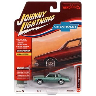 JOHNNY LIGHTNING JL 05391 1979 CHEVY MONTE CARLO MEDIUM FIREMIST POLY/PASTEL GREEN RELEASE 2 VER.B 1/64 DIE-CAST