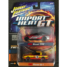 JOHNNY LIGHTNING JL 05454 2006 NISSAN 350Z & 1981 MAZDA RX-7 (VERSION A) IMPORT HEAT GT 1/64 DIE-CAST