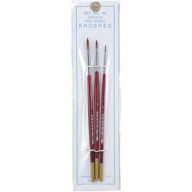 ATLAS RR ATL 58 RED SABLE AND CAMEL HAIR 3 PACK BRUSHES