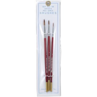 ATLAS RR ATL 58 RED SABLE AND CAMEL HAIR 3 PACK BRUSHES