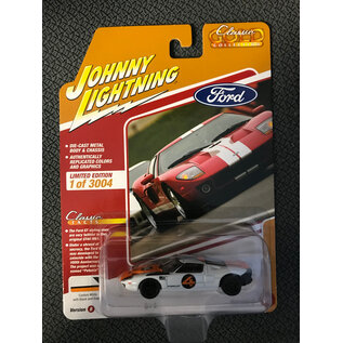 JOHNNY LIGHTNING JL 06213 2005 FORD GT CUSTOM WHITE WITH BLACK AND ORANGE 1/64 DIE-CAST