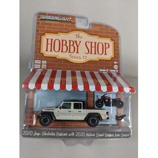 GREENLIGHT COLLECTIBLES GLC 97120-F 2020 Jeep Gladiator Rubicon with 2020 Indian Scout - The Hobby Shop Series 12 1/64 die-cast