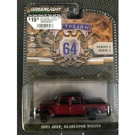 GREENLIGHT COLLECTIBLES GLC 61020-F 2021 Jeep Gladiator Willys in Snazzberry - Battalion 64 Series 2 -1/64 DIE-CAST