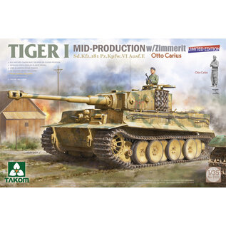 TAKOM TAK 2200 Takom 1/35 Tiger I Mid-Production w/Zimmerit Sd.Kfz.181 Pz.Kpfw.VI Ausf.E Otto Carius (Limited edition)