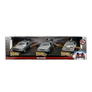 JADA TOYS JAD 33399 Jada 1/32 "Hollywood Rides" Back to The Future Time Machine 3-Pack: Part I, Part II, Part III