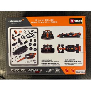 BURAGO BUR 18-28511 1:24 FORMULA RACING MCLAREN MCL38 MIAMI GRAND PRIX 2024 LANDO NORRIS #4 MODEL KITS