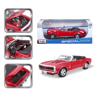 MAISTO MAI 31684 Maisto 1/18 SE 1967 Chevrolet Camaro SS 396 Convertable - Red