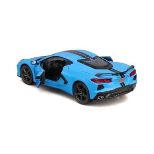 MAISTO MAI 31527-BLU Maisto 1/24 SE 2020 Corvette Stingray Z51 - Blue W/Blk Stripe