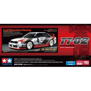 TAMIYA TAM 47511-600 AUDI 90 QUATTRO RACING TT-02 CHASSIS WITH PRE-PAITNTED BODY 1/10 W/ESC