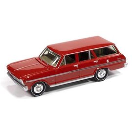 AUTOWORLD AW 07426 1963 CHEVY II NOVA 400 WAGON RIVERSIDE RED 1/64 DIE-CAST