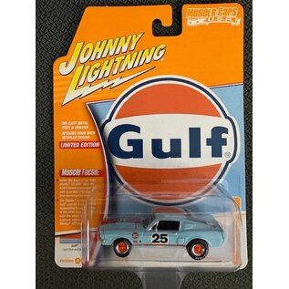 JOHNNY LIGHTNING JL 07933 1967 SHELBY GT-500 LIGHT BLUE AND ORANGE (GULF) 1/64 DIE-CAST