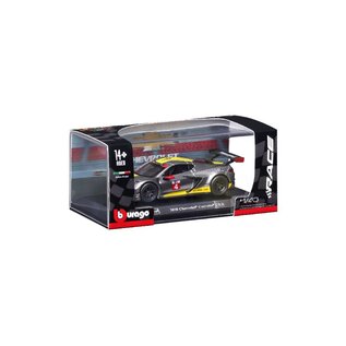 BURAGO BUR 18-38312 Bburago 1/43 Race 2020 Chevrolet Corvette C8R - Yellow/Grey