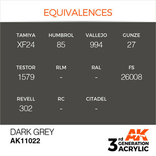 AK INTERACTIVE AK 11022 AK Interactive 3G Acrylic Dark Grey 17ml