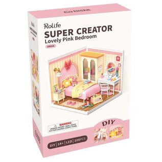 ROLIFE ROE DW016 Rolife Lovely Pink Bedroom DIY Plastic Miniature House
