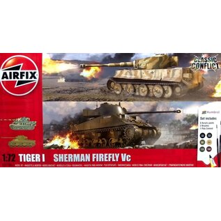 AIRFIX AIR A50186 TIGER I SHERMAN FIREFLY Vc CLASSIC CONFLICT COMPLETE SET 1/72