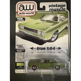 AUTOWORLD AW 07644 1968 DODGE CORONET R/T MEDIUM GREEN POLY 1/64 DIE-CAST