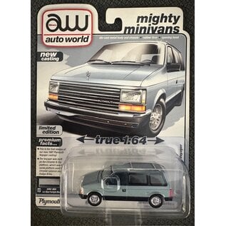 AUTOWORLD AW 07647 1987 PLYMOUTH VOYAGER ICE BLUE/TWILIGHT BLUE 1/64 DIE-CAST